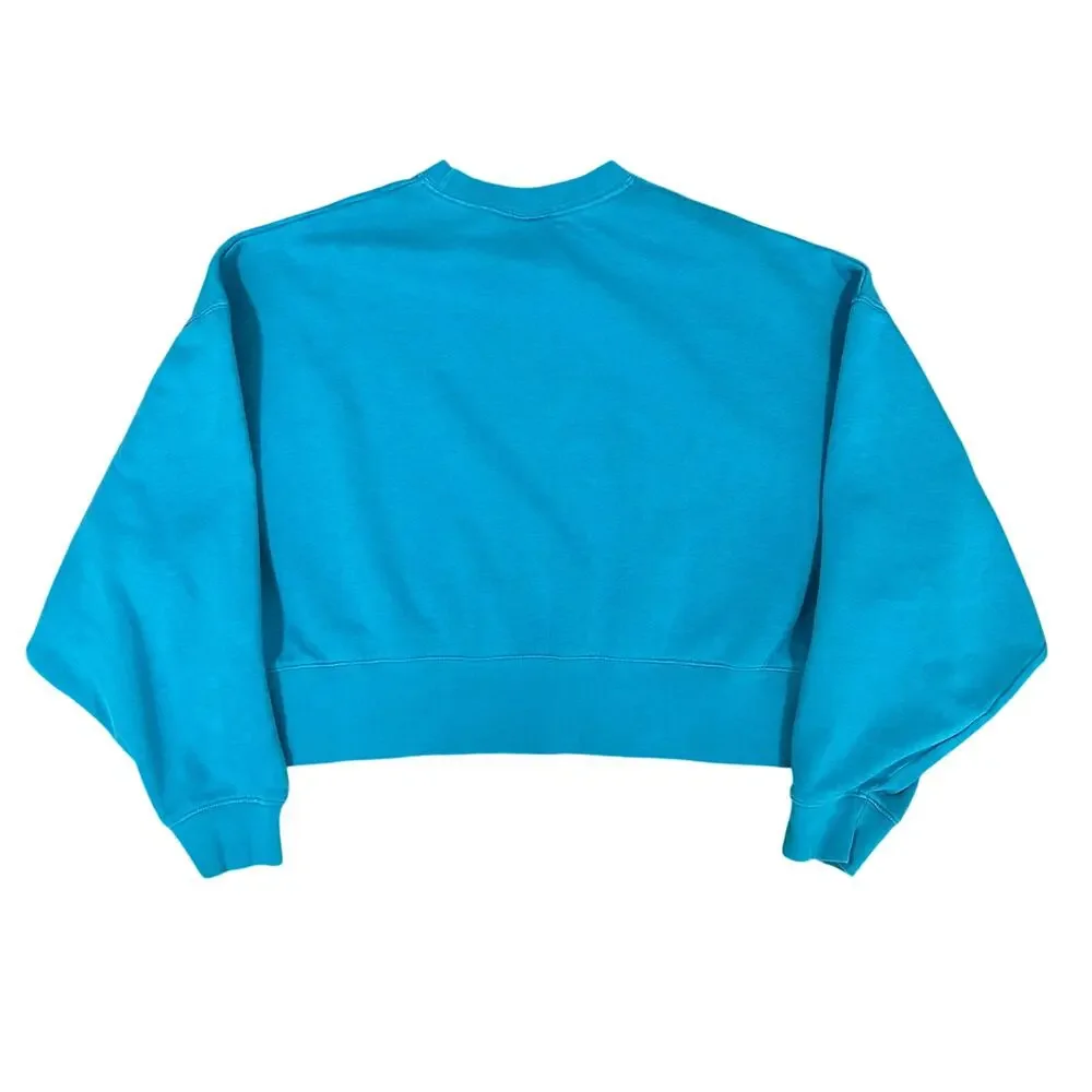 Women’s Nike Center Swoosh Cropped Fit Sweatshirt Small Blue Pullover Crewneck